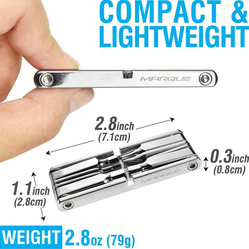 MARQUE 10 in 1 Bike Multitool - Mini 10 Bicycle Multi Tool Repair Kit for Road and Mountain Bikes. Pocket size with slim and portable profile for easy storage during road cycling and MTB-cyclist gift - Image 3